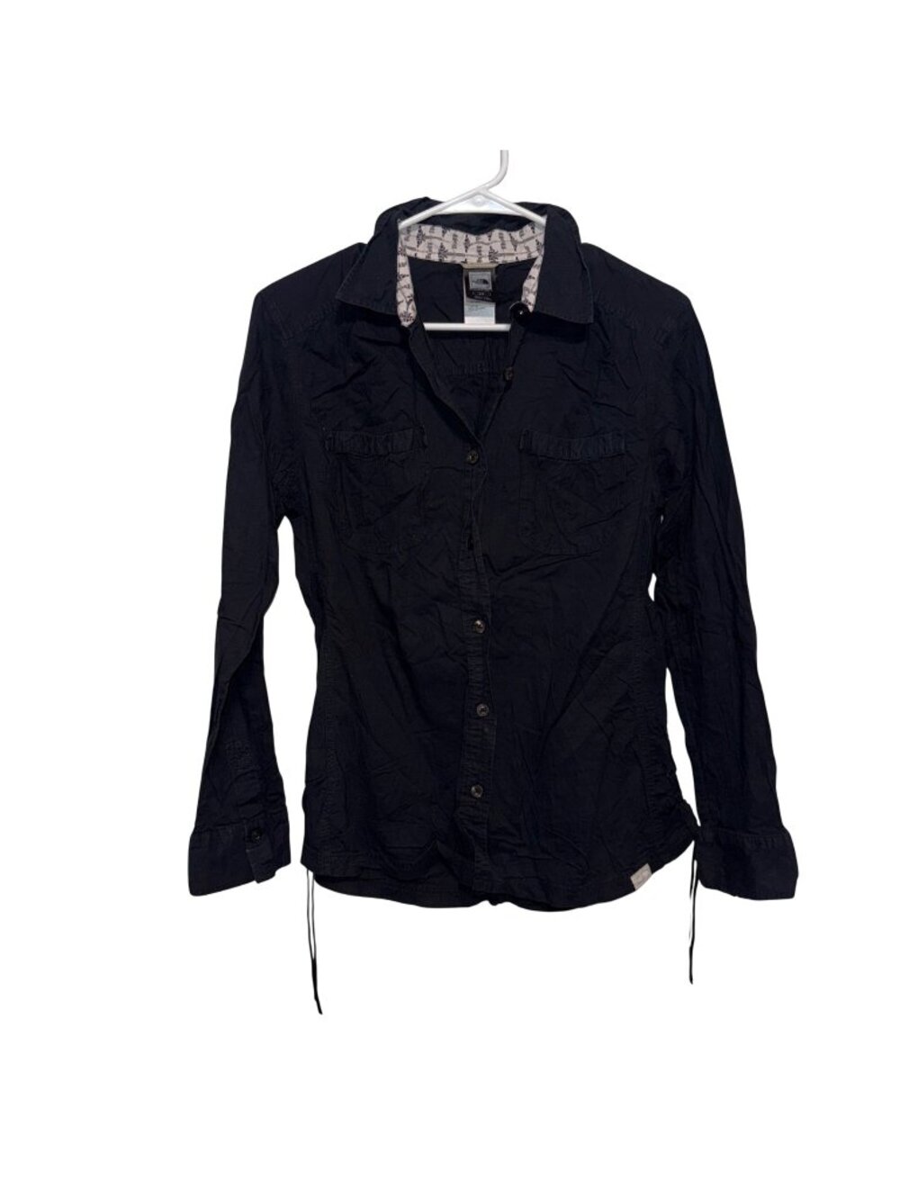 The North Face Womens Black Button-Down Shirt L Long Sleeve
